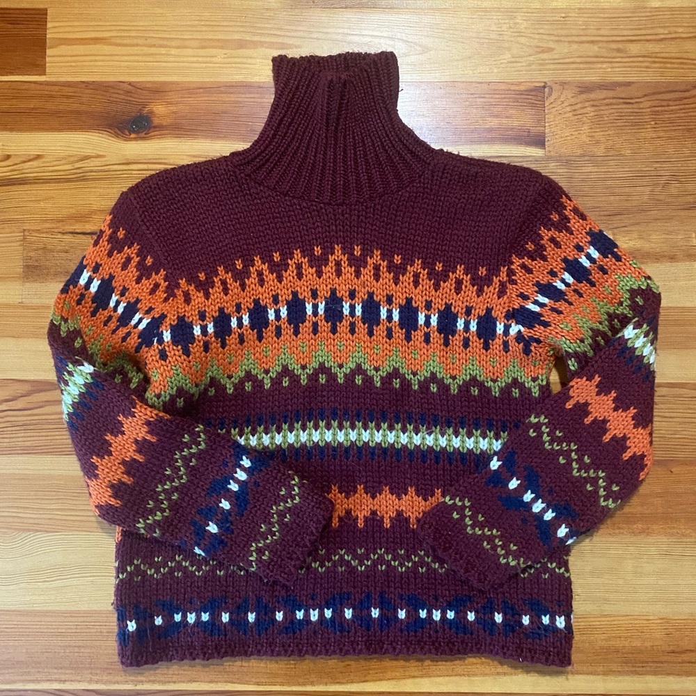 Knit Turtleneck Sweater in Beautiful Autumnal Colors by Its Our Time - Medium